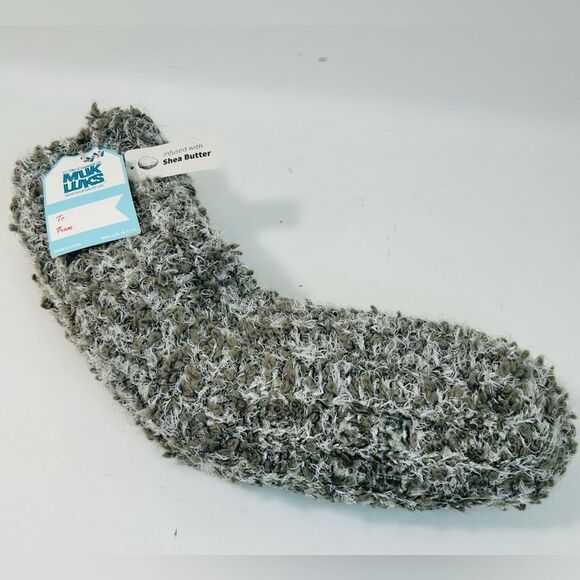 NEW Muk Luks Grey Marled Knit Fuzzy Socks Infused w/Shea Butter size 8.5-11 NWT - Picture 8 of 14
